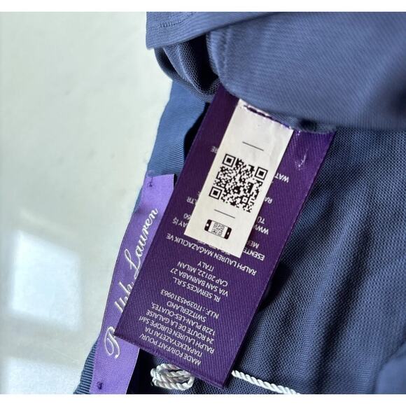 Ralph Lauren Collection Purple Label Ruffle Hem Linen Pencil Skirt Blue Lace M - Picture 8 of 13